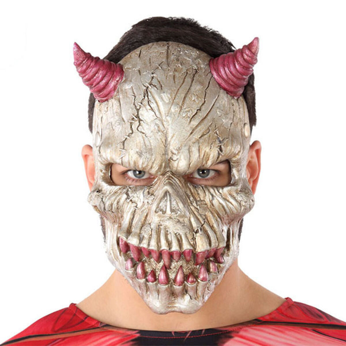 Halloween Kaukė - Balta Siaubo Kaukė Suaugusiesiems