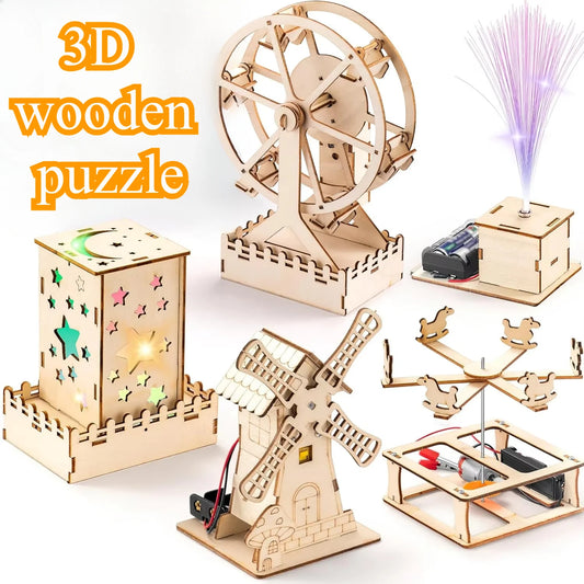Medinis STEM Konstruktorius Vaikams | DIY 3D Dėlionė - Mokslo Projektas Berniukams ir Mergaitėms