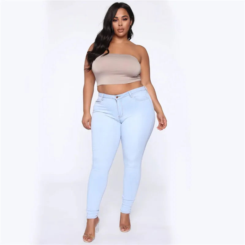 Moteriški Džinsai XL-5XL - Aukštu Liemeniu Skinny Stretch