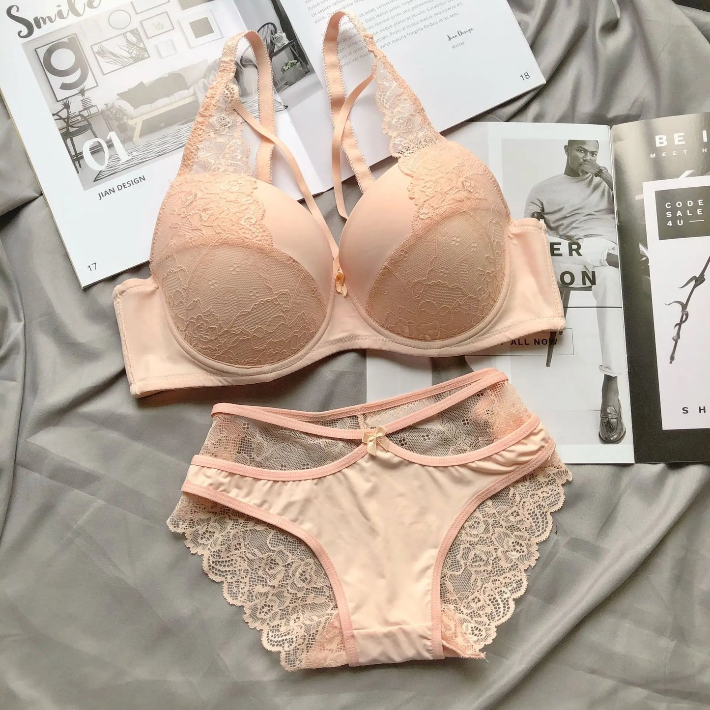 Moterų Seksualus Nėrinių Liemenėlė - Push-Up Bralette Kvėpuojantis Komplektas