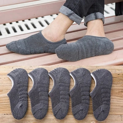 Vyriškos Kojinės 5 Poros - Trumpos Nematomas Anti-Slip - Medvilnė Sport
