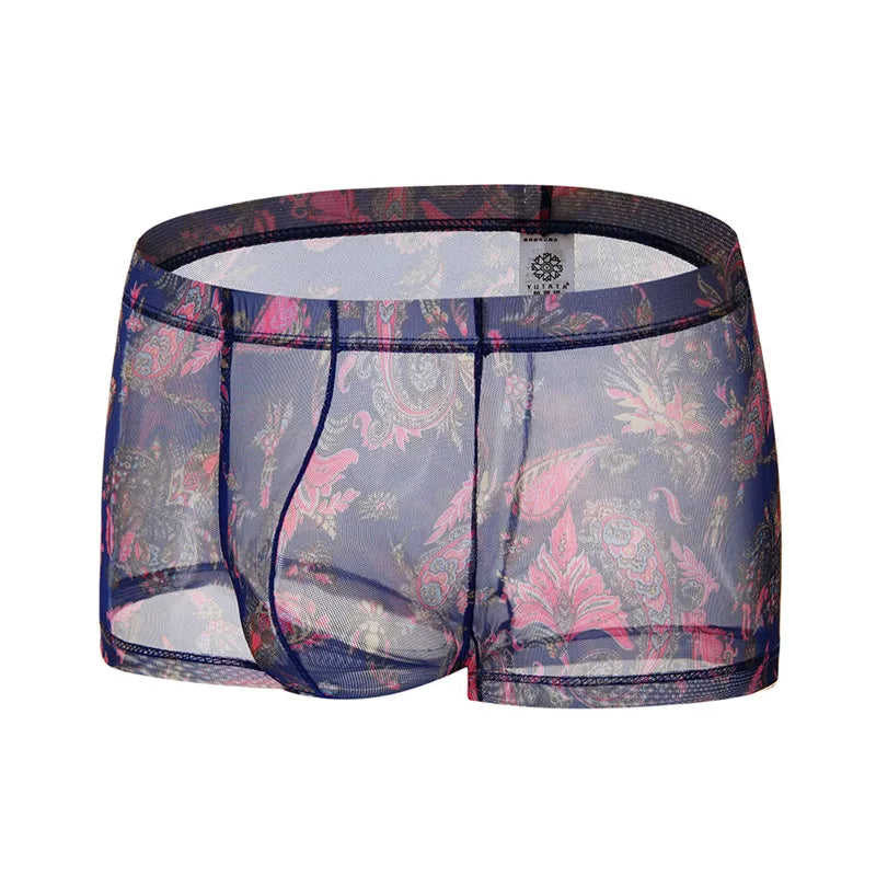 Vyriškos Seksualios Mesh Boxer Kelnaitės - Bohemian su U Formos Kišene