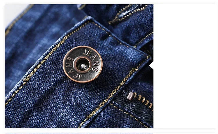 Vyriški Verslo Stiliaus Džinsai Pavasario Rudens Juodi Mėlyni Elastingi Tiesūs Denim Kelnės