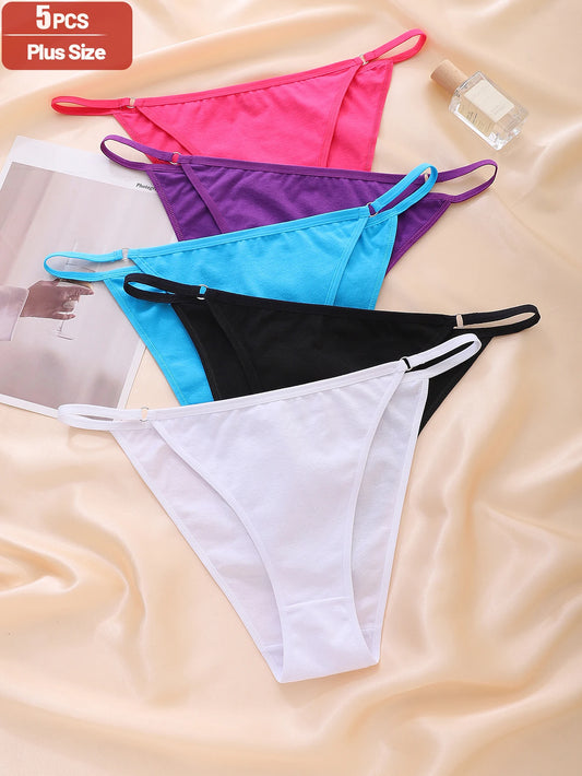 Moterų Seksualios Kelnaitės 5 Vnt. - Hipster Bikini su Žiedu ir Raišteliu