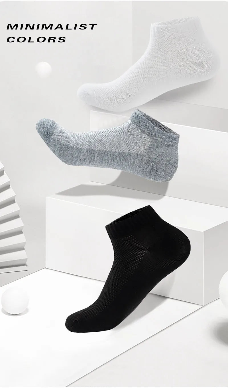 Vyriškos trumpos kojinės 10 porų - Kvėpuojančios tinklinės verslo kojinės unisex