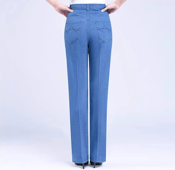 Moteriški Tiesūs Džinsai - Aukštu Liemeniu Mom Jeans Vintage Stilius