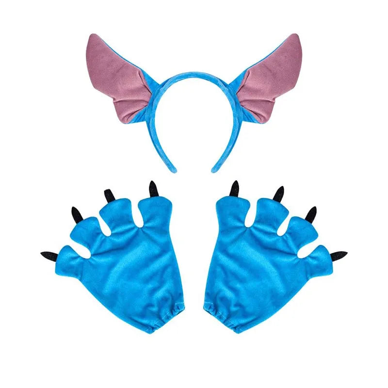 Disney Stitch Plaukų Juosta su Žaliais Lapeliais - Miela Pliušinė Dekoratyvinė Juosta Mergaitėms