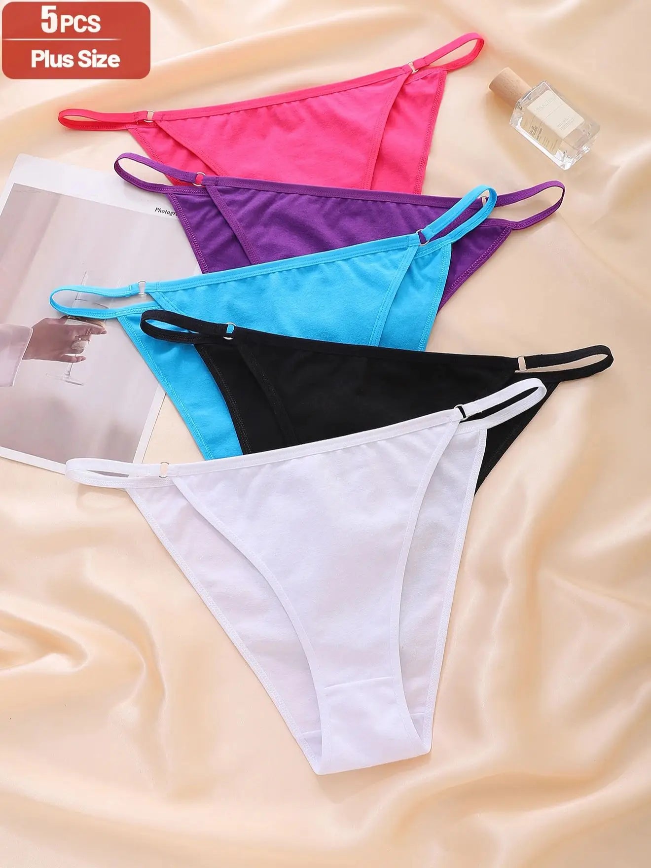 Moterų Seksualios Kelnaitės 5 Vnt. - Hipster Bikini su Žiedu ir Raišteliu