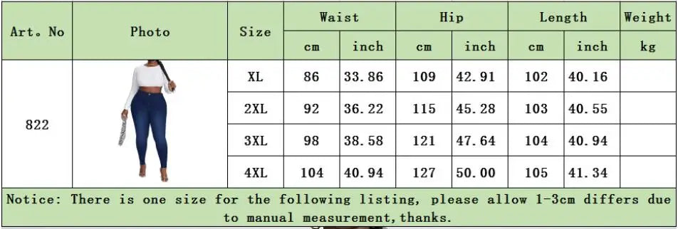 Moteriški Džinsai XL-5XL - Aukštu Liemeniu Skinny Stretch
