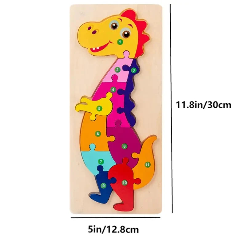 Medinės Dėlionės Vaikams 1-6 Metų | Dinozaurai, Gyvūnai, Transportas - Edukacinis Rinkinys