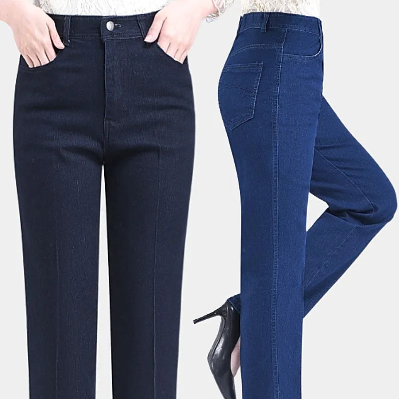 Moteriški Tiesūs Džinsai - Aukštu Liemeniu Mom Jeans Vintage Stilius