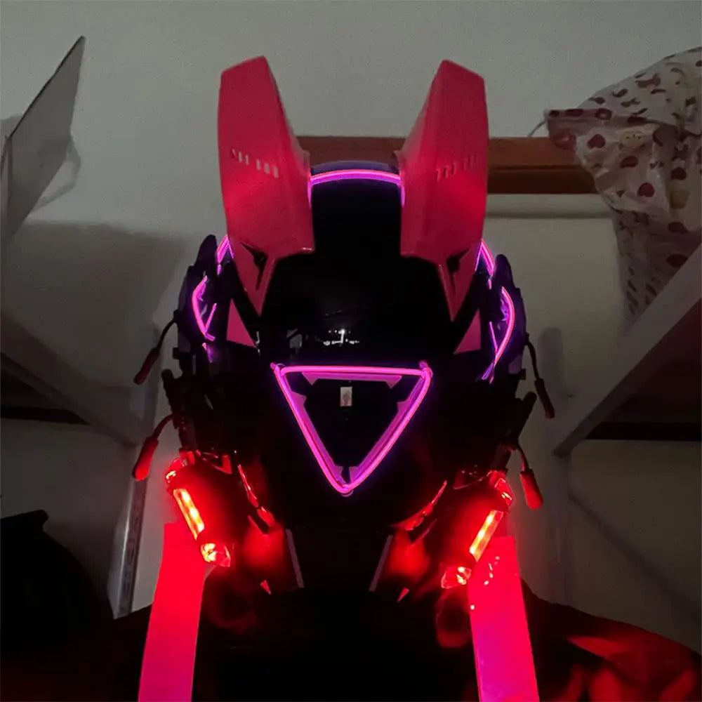 JAUPTO Punk Kaukė Cosplay Vyrams Moterims - LED Trikampio Šviesos Kaukė Helovino Vakarėlio Muzikos Festivalio Aksesuarai