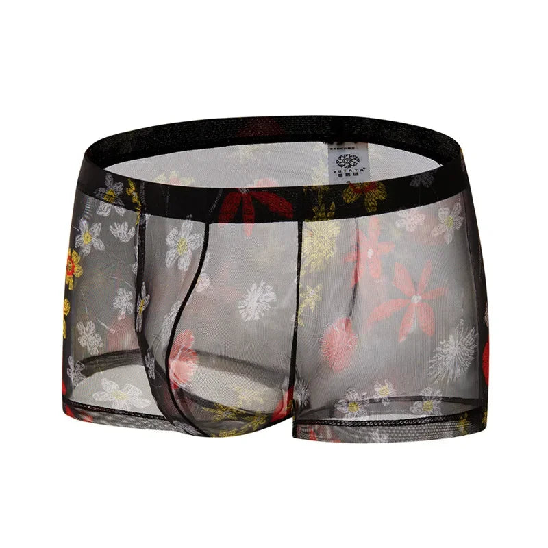 Vyriškos Seksualios Mesh Boxer Kelnaitės - Bohemian su U Formos Kišene