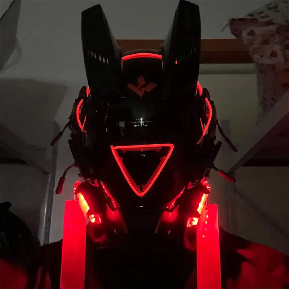 JAUPTO Punk Kaukė Cosplay Vyrams Moterims - LED Trikampio Šviesos Kaukė Helovino Vakarėlio Muzikos Festivalio Aksesuarai