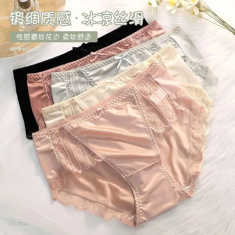 Moteriškos Šilko Kelnaitės - Kvėpuojančios Seksualios Vidutinio Liemens Ice Silk