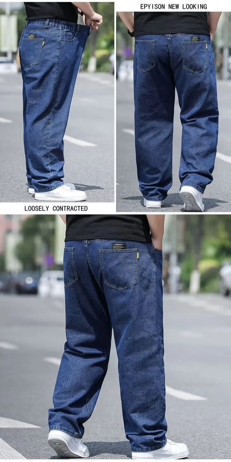 Vyriški Oversize Džinsai - Platūs Baggy Y2K Stiliaus Kelnės su Kišenėmis
