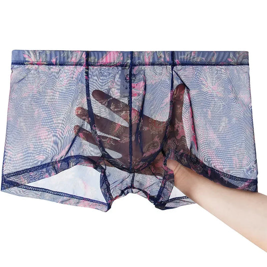 Vyriškos Seksualios Mesh Boxer Kelnaitės - Bohemian su U Formos Kišene
