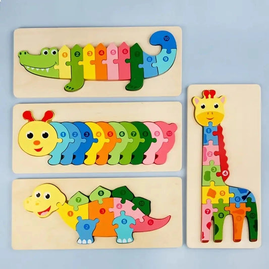 Medinės Dėlionės Vaikams 1-6 Metų | Dinozaurai, Gyvūnai, Transportas - Edukacinis Rinkinys