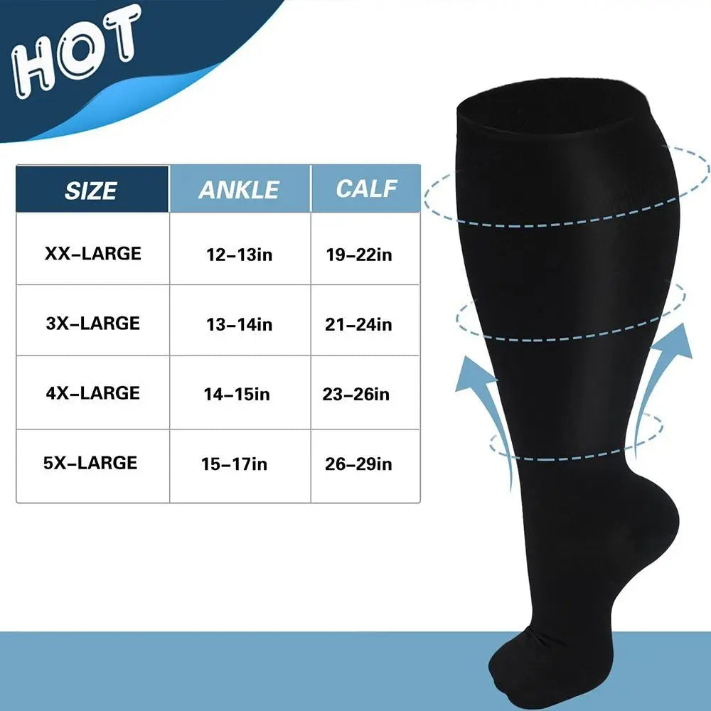 Kompresinės Kojinės Didelių Dydžių 2XL-4XL Iki Kelių - Ekstra Plačios Blauzdai Cirkuliacijai ir Tinimui