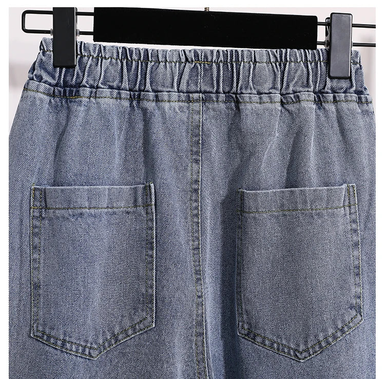 Moteriški Džinsai 2025 Ruduo - Mėlyni Plačių Kojų Aukštu Liemeniu Denim Kelnės