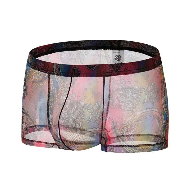 Vyriškos Seksualios Mesh Boxer Kelnaitės - Bohemian su U Formos Kišene