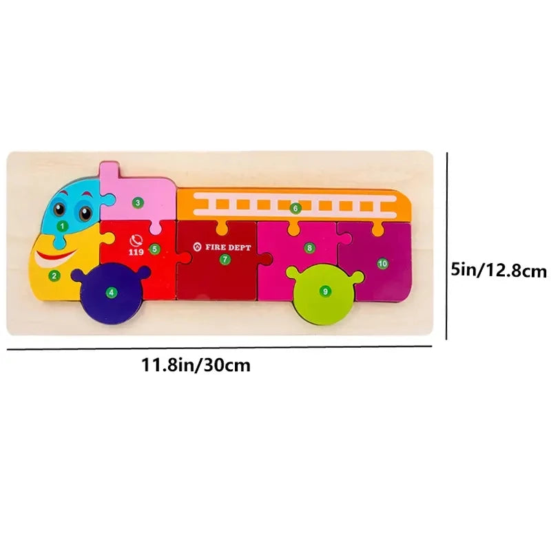 Medinės Dėlionės Vaikams 1-6 Metų | Dinozaurai, Gyvūnai, Transportas - Edukacinis Rinkinys
