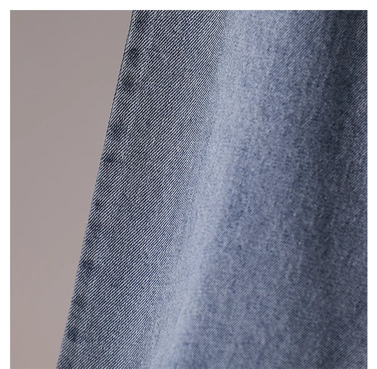 Moteriški Džinsai 2025 Ruduo - Mėlyni Plačių Kojų Aukštu Liemeniu Denim Kelnės