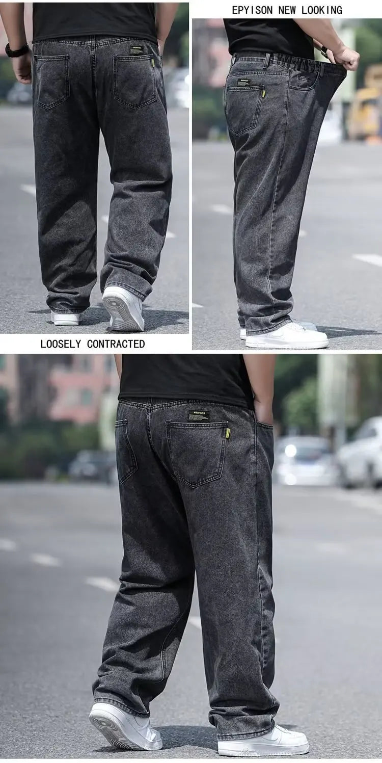 Vyriški Oversize Džinsai - Platūs Baggy Y2K Stiliaus Kelnės su Kišenėmis