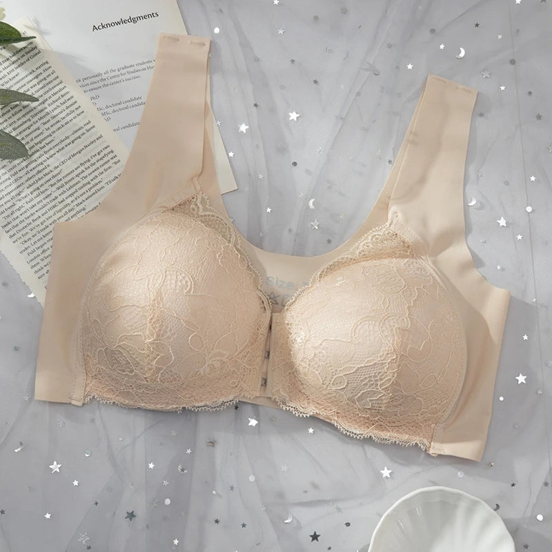 Nėrinuota Liemenėlė su Priekyje Užsegimu - Seamless Push-Up Bra
