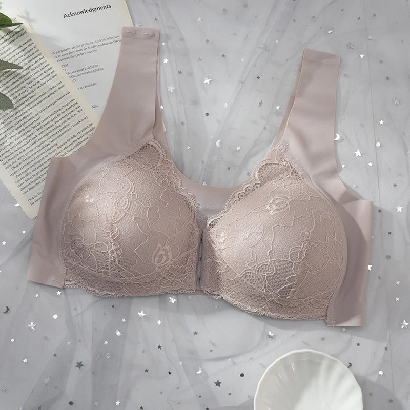 Nėrinuota Liemenėlė su Priekyje Užsegimu - Seamless Push-Up Bra