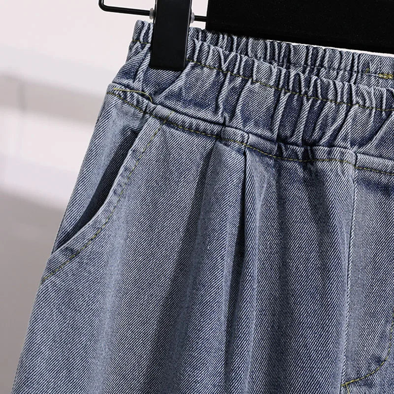 Moteriški Džinsai 2025 Ruduo - Mėlyni Plačių Kojų Aukštu Liemeniu Denim Kelnės
