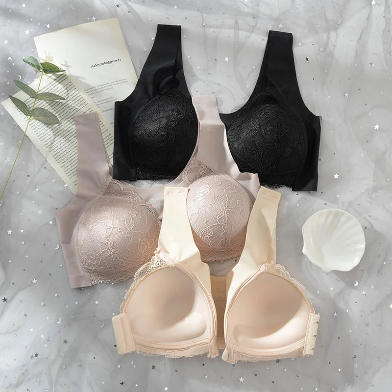 Nėrinuota Liemenėlė su Priekyje Užsegimu - Seamless Push-Up Bra