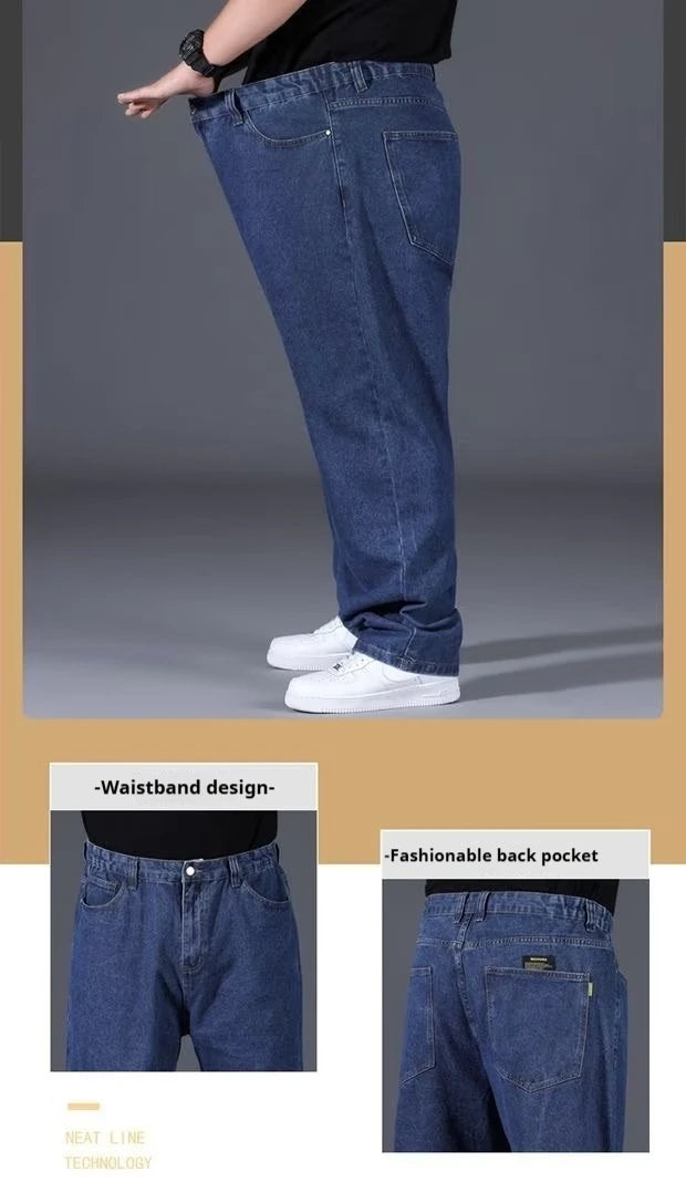 Vyriški Džinsai Dideliems Vyrams - Patogūs Tiesūs su Stretch