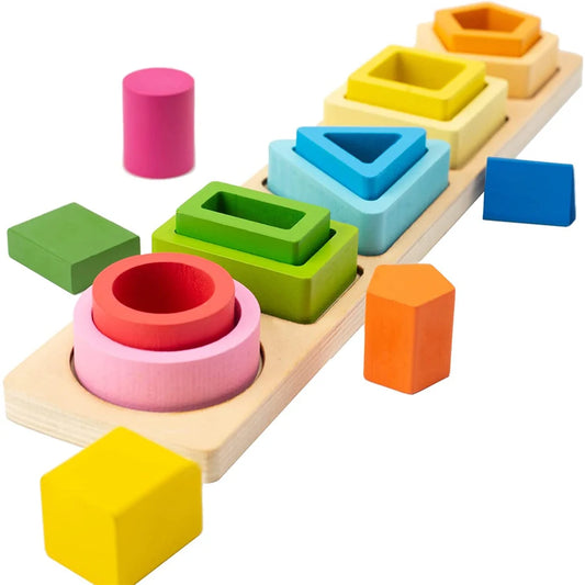 Montessori Medinis Žaislas Vaikams | Formų ir Spalvų Rūšiavimas - Edukacinis Žaislas