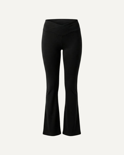 Merino Wool Flared Pants - Black-0