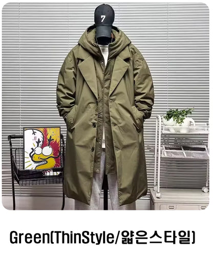 Vyriška Striukė su Gobtuvu - Korėjietiško Stiliaus Vidutinio Ilgio Pavasario Rudens