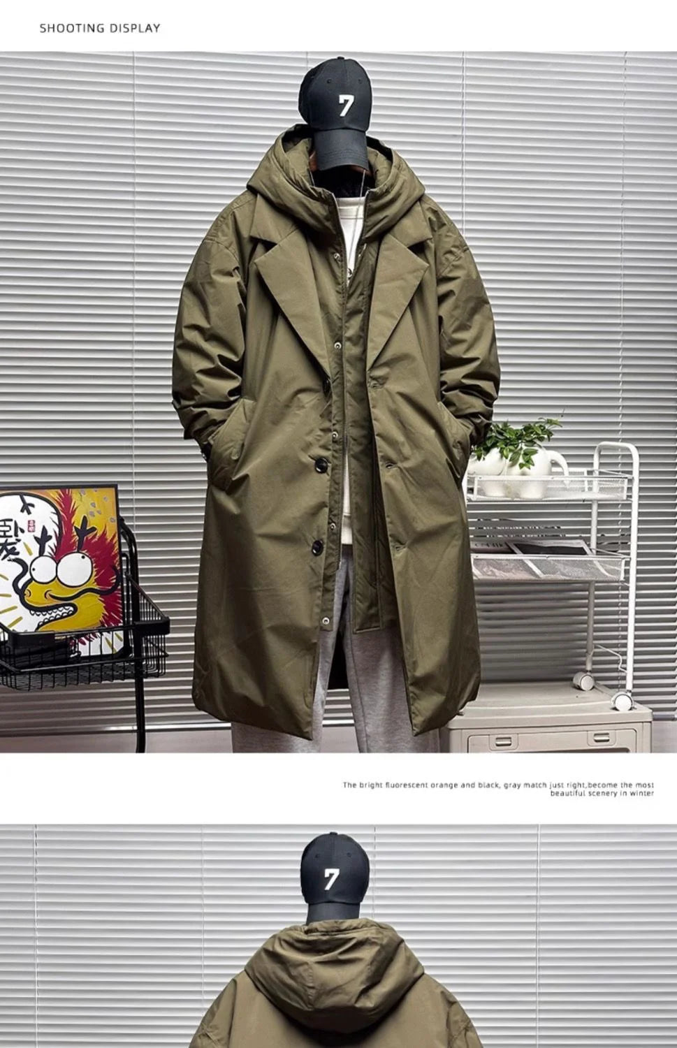 Vyriška Striukė su Gobtuvu - Korėjietiško Stiliaus Vidutinio Ilgio Pavasario Rudens