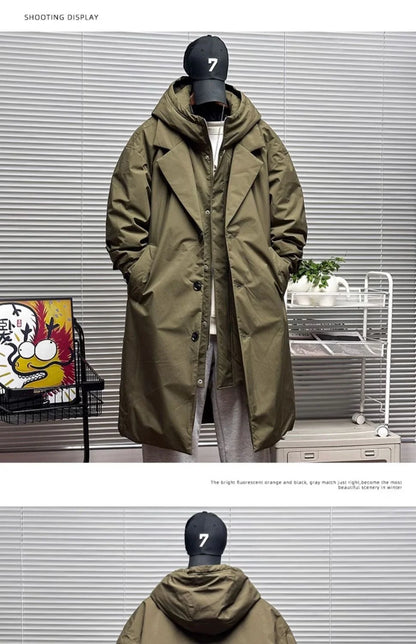 Vyriška Striukė su Gobtuvu - Korėjietiško Stiliaus Vidutinio Ilgio Pavasario Rudens