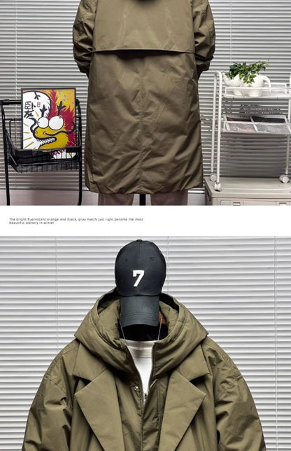 Vyriška Striukė su Gobtuvu - Korėjietiško Stiliaus Vidutinio Ilgio Pavasario Rudens