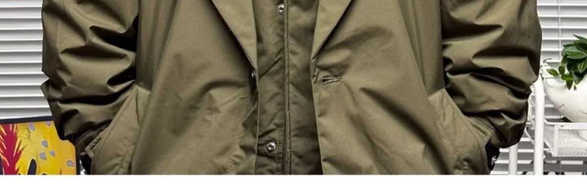 Vyriška Striukė su Gobtuvu - Korėjietiško Stiliaus Vidutinio Ilgio Pavasario Rudens