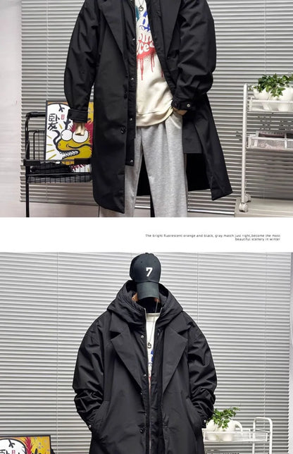 Vyriška Striukė su Gobtuvu - Korėjietiško Stiliaus Vidutinio Ilgio Pavasario Rudens