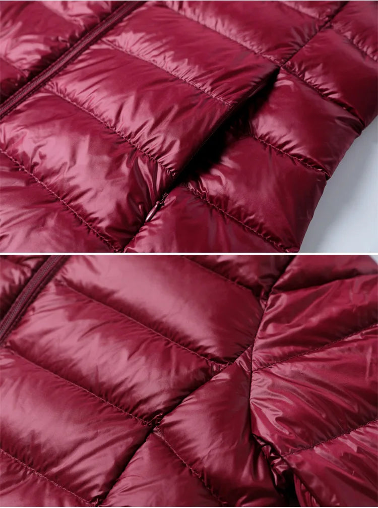 Moteriška Ilga Žieminė Striukė su Gobtuku - Ultra Lengva Pūkinė Striukė