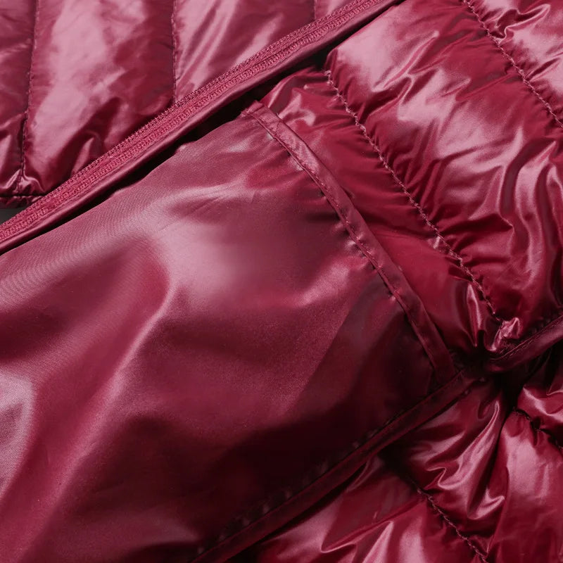 Moteriška Ilga Žieminė Striukė su Gobtuku - Ultra Lengva Pūkinė Striukė