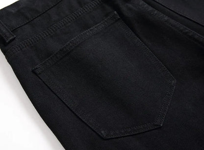 Vyriški Balti Skinny Džinsai - Slim Fit Biker Džinsai Motociklininkų Stiliaus