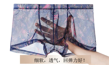 Vyriškos Seksualios Mesh Boxer Kelnaitės - Bohemian su U Formos Kišene