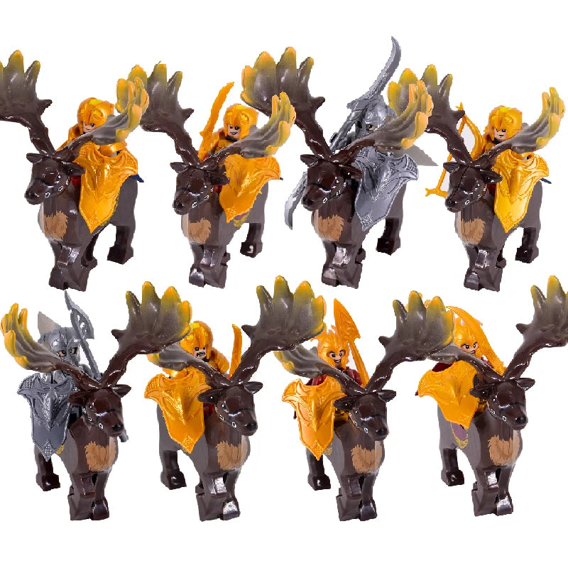 MOC Elfų Karžygiai Thranduil su Megaloceros - LOTR Viduramžių Konstruktorius