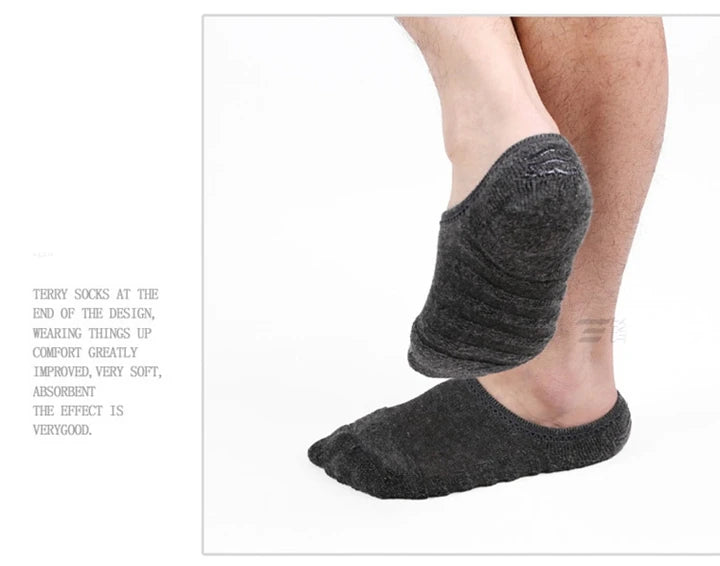 Vyriškos Kojinės 5 Poros - Trumpos Nematomas Anti-Slip - Medvilnė Sport