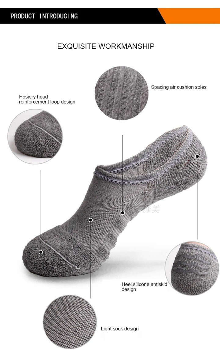 Vyriškos Kojinės 5 Poros - Trumpos Nematomas Anti-Slip - Medvilnė Sport