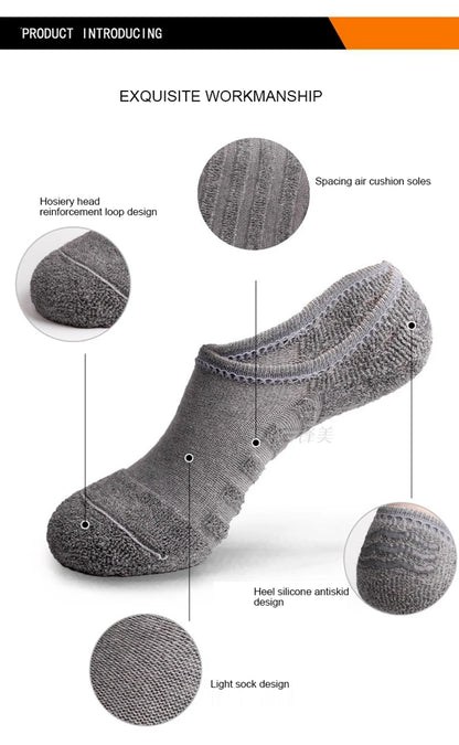 Vyriškos Kojinės 5 Poros - Trumpos Nematomas Anti-Slip - Medvilnė Sport