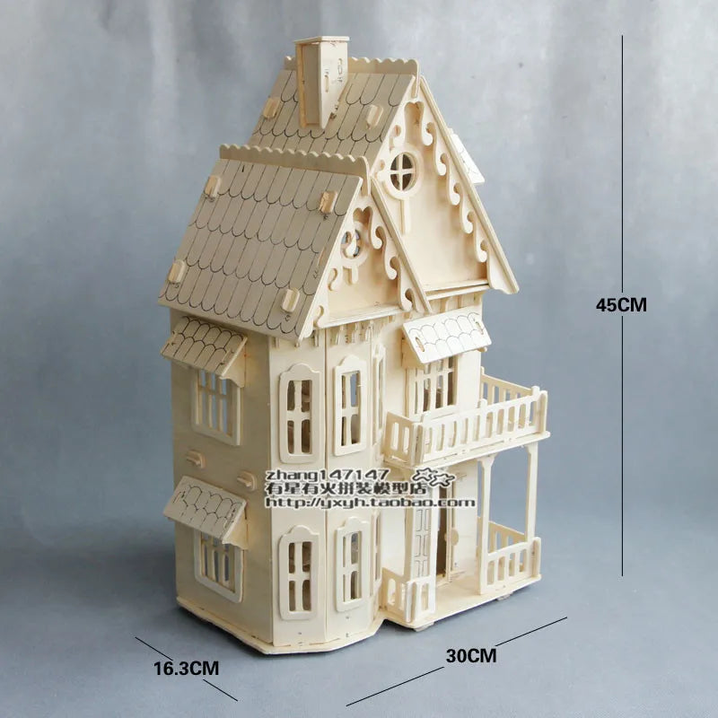 Medinis Lėlių Namas su Baldais | DIY 3D Dėlionė - Miniatiūriniai Baldai Vaikams